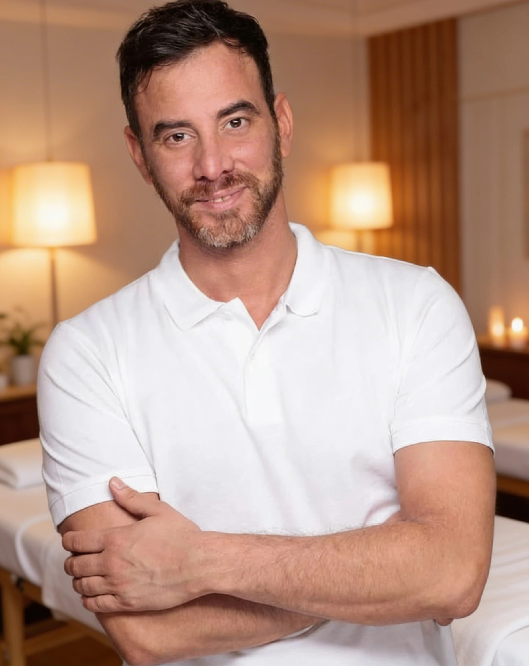 Tino Moel - professioneller Masseur in Bielefeld, lächelnd und in professioneller Kleidung